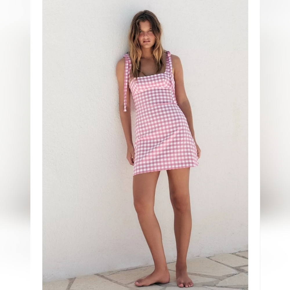 Zara Pink Plaid Mini Dress Sz L - Picture 10 of 16